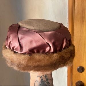 VTG Ladies Wool & Mink Fur Hat
